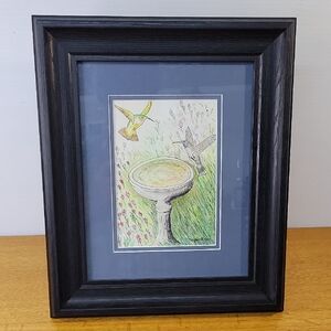 Original Art By Mary Brace Himmingbird Fun Color Pencil & Ink In 11 X 13 Frame